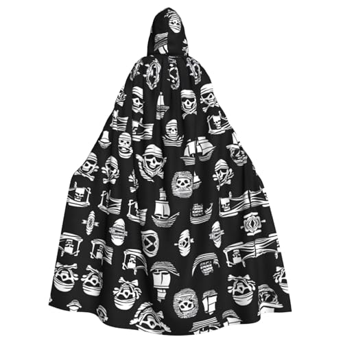 WHJSHOP Schwarzer und weißer Piratenbild, Halloween, Erwachsenen-Kapuzenumhang, Herren- und Damenbekleidung, Mantel, Rollenspiel WHJSHOP Schwarzer und weißer Piratenbild, Halloween, Erwachsenen-Kapuzenumhang, Herren- und Damenbekleidung, Mantel, Rollenspiel von WHJSHOP