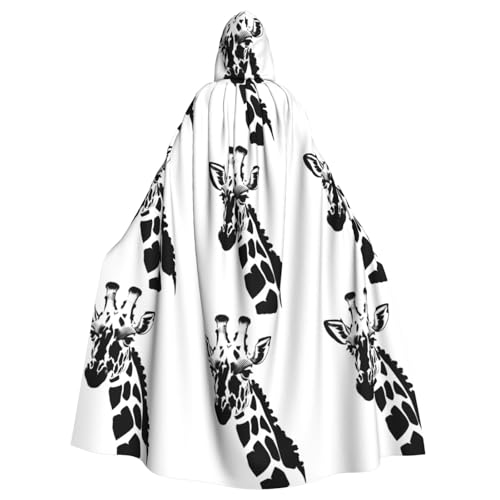 WHJSHOP Schwarzer und weißer Umhang mit Giraffenbild für Erwachsene, mit Kapuze, Umhang für Halloween, Rollenspiel-Kostüme und Themenpartys WHJSHOP Schwarzer und weißer Umhang mit Giraffenbild für Erwachsene, mit Kapuze, Umhang für Halloween, Rollenspiel-Kostüme und Themenpartys von WHJSHOP