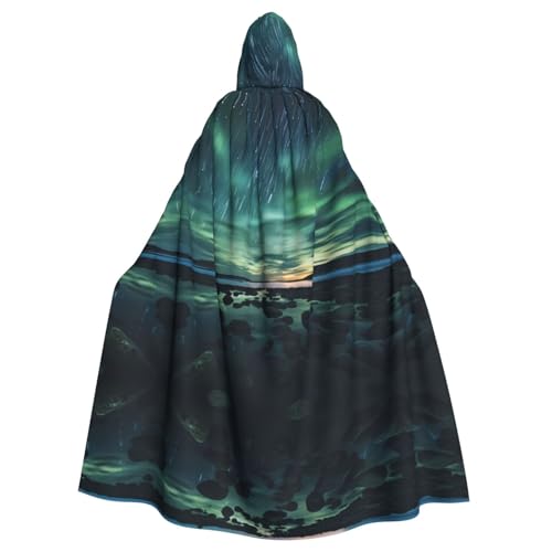 WHJSHOP Sea under the Aurora Borealis Prints Kapuzenumhang für Erwachsene, für Halloween, Rollenspiele und Kostümpartys von WHJSHOP
