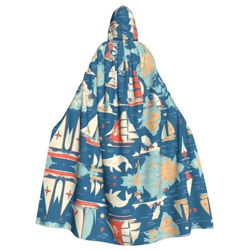 WHJSHOP Segelboot-Karte, Bild für Erwachsene, Kapuzenumhang für Halloween, Rollenspiel-Kostüme und Themenpartys WHJSHOP Segelboot-Karte, Bild für Erwachsene, Kapuzenumhang für Halloween, Rollenspiel-Kostüme und Themenpartys von WHJSHOP