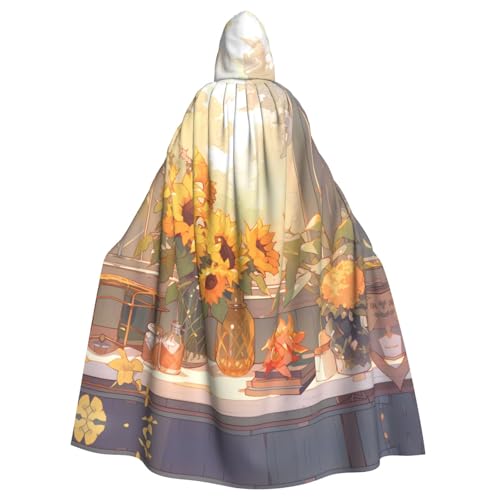 WHJSHOP Sonnenblumen unter der Fensterbank, bedruckt mit Kapuze, Umhang für Erwachsene, für Halloween, Rollenspiele und Kostümpartys WHJSHOP Sonnenblumen unter der Fensterbank, bedruckt mit Kapuze, Umhang für Erwachsene, für Halloween, Rollenspiele und Kostümpartys von WHJSHOP