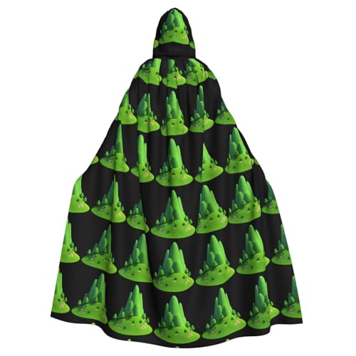 WHJSHOP Towering Green Hills Prints Kapuzenumhang für Erwachsene, für Halloween, Rollenspiele und Kostümpartys von WHJSHOP