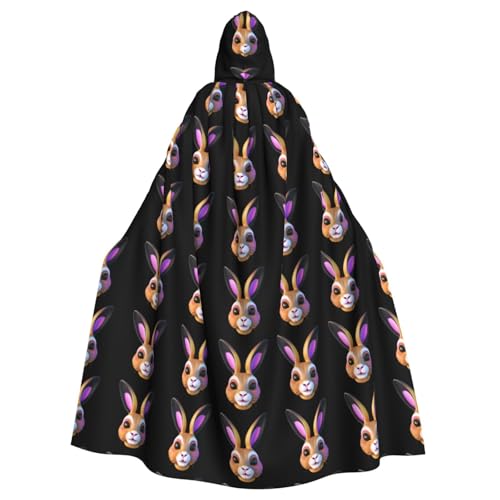 WHJSHOP Trendiger und cooler Hasenkopf-Druck für Erwachsene, Kapuzenumhang für Halloween, Rollenspiele und Kostümpartys von WHJSHOP