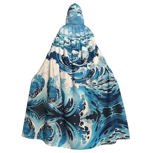 WHJSHOP Ukiyo-e Stil Wellen-Druck Erwachsenen-Umhang mit Kapuze für Halloween, Rollenspiele und Kostümpartys von WHJSHOP