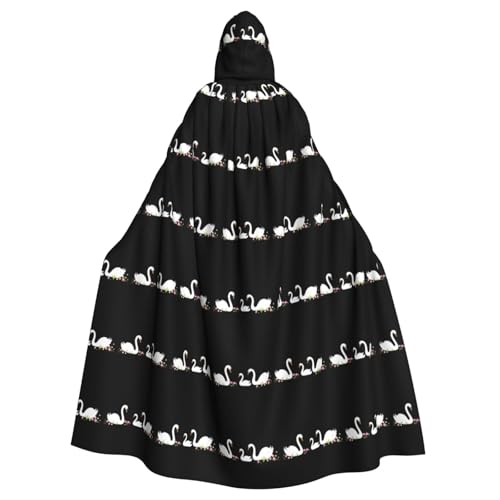 WHJSHOP Umhang mit Blumen und Schwänen für Erwachsene, mit Kapuze, für Halloween, Rollenspiele und Themenpartys von WHJSHOP