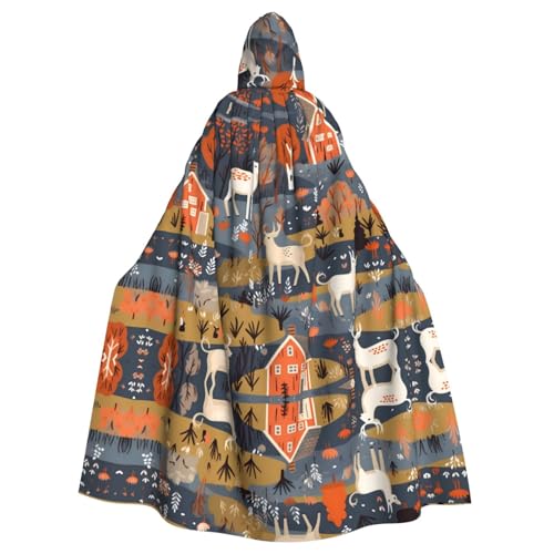 WHJSHOP Umhang mit Kapuze für Erwachsene, Bauernhof mit Hirsch, für Halloween, Rollenspiele und Themenpartys WHJSHOP Umhang mit Kapuze für Erwachsene, Bauernhof mit Hirsch, für Halloween, Rollenspiele und Themenpartys von WHJSHOP