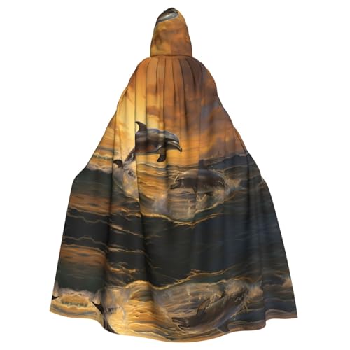 WHJSHOP Umhang mit Kapuze für Erwachsene, Delfin-Muster, für Halloween, Rollenspiele und Kostümpartys von WHJSHOP
