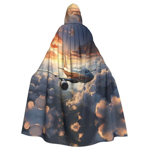 WHJSHOP Umhang mit Kapuze für Erwachsene, Flugzeuge mit aufsteigendem Muster, für Halloween, Rollenspiele und Kostümpartys von WHJSHOP