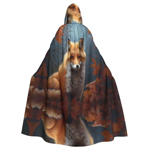 WHJSHOP Umhang mit Kapuze für Erwachsene, Fuchsmuster, für Halloween, Rollenspiele und Kostümpartys von WHJSHOP