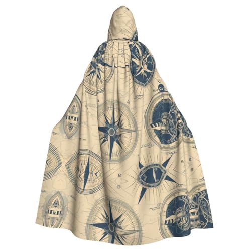 WHJSHOP Umhang mit Kapuze für Erwachsene, Kompasskarte, nautisches Bild, für Halloween, Rollenspiele und Themenpartys WHJSHOP Umhang mit Kapuze für Erwachsene, Kompasskarte, nautisches Bild, für Halloween, Rollenspiele und Themenpartys von WHJSHOP