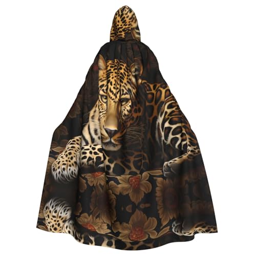 WHJSHOP Umhang mit Kapuze für Erwachsene, Leopardenmuster, für Halloween, Rollenspiele und Kostümpartys von WHJSHOP