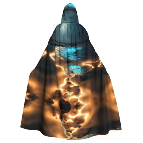 WHJSHOP Umhang mit Kapuze für Erwachsene, Motiv: Blick unter dem Mond, für Halloween, Rollenspiele und Kostümpartys von WHJSHOP