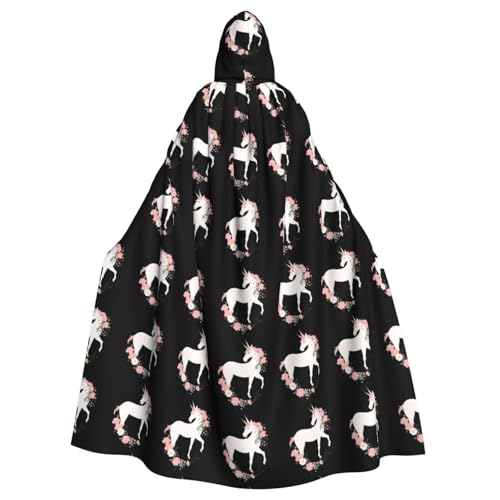 WHJSHOP Umhang mit Kapuze für Erwachsene, Motiv: Blumen und Einhorn, für Halloween, Rollenspiele und Themenpartys WHJSHOP Umhang mit Kapuze für Erwachsene, Motiv: Blumen und Einhorn, für Halloween, Rollenspiele und Themenpartys von WHJSHOP