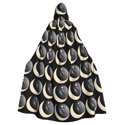 WHJSHOP Umhang mit Kapuze für Erwachsene, Motiv: Delphin Crossing the Moon für Halloween, Rollenspiele und Themenpartys von WHJSHOP