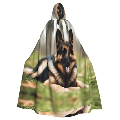WHJSHOP Umhang mit Kapuze für Erwachsene, Motiv: Deutscher Schäferhund, für Halloween, Rollenspiele und Themenpartys von WHJSHOP