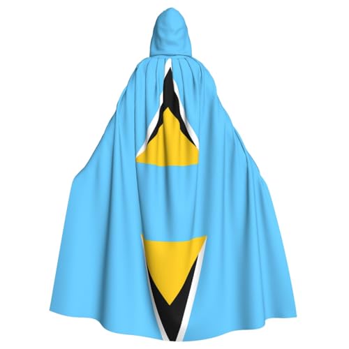 WHJSHOP Umhang mit Kapuze für Erwachsene, Motiv: Flagge der Heiligen Lucia, für Halloween, Rollenspiele und Kostümpartys von WHJSHOP