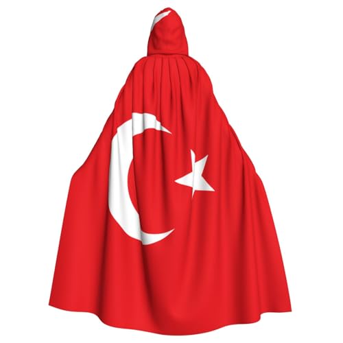 WHJSHOP Umhang mit Kapuze für Erwachsene, Motiv: Flagge der Türkei, für Halloween, Rollenspiele und Kostümpartys von WHJSHOP
