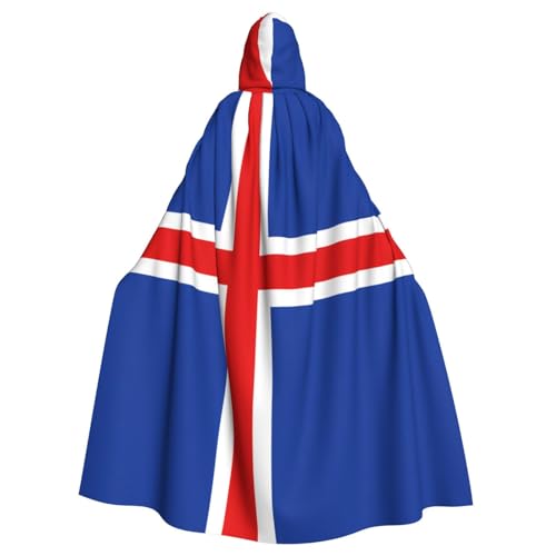 WHJSHOP Umhang mit Kapuze für Erwachsene, Motiv: Flagge von Island, für Halloween, Rollenspiele und Kostümpartys von WHJSHOP
