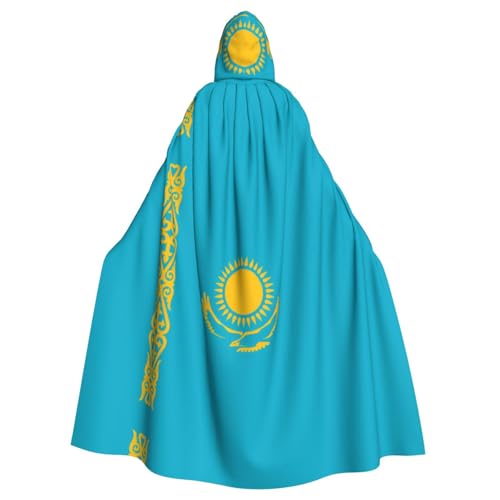 WHJSHOP Umhang mit Kapuze für Erwachsene, Motiv: Flagge von Kasachstan, für Halloween, Rollenspiele und Kostümpartys von WHJSHOP