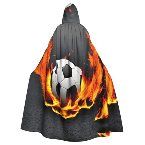 WHJSHOP Umhang mit Kapuze für Erwachsene, Motiv: Fußball-Feuer, für Halloween, Rollenspiele und Kostümpartys WHJSHOP Umhang mit Kapuze für Erwachsene, Motiv: Fußball-Feuer, für Halloween, Rollenspiele und Kostümpartys von WHJSHOP