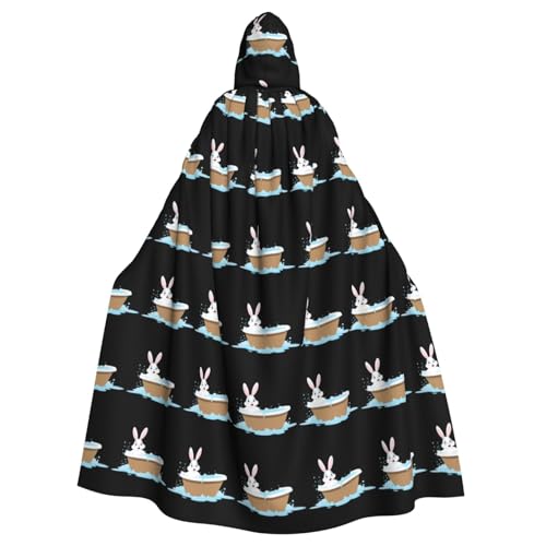 WHJSHOP Umhang mit Kapuze für Erwachsene, Motiv: Häschen beim Baden, für Halloween, Rollenspiele und Themenpartys von WHJSHOP