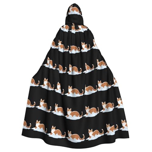 WHJSHOP Umhang mit Kapuze für Erwachsene, Motiv: Katze im Schnee, für Halloween, Rollenspiele und Themenpartys von WHJSHOP