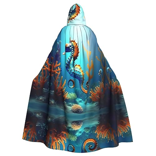 WHJSHOP Umhang mit Kapuze für Erwachsene, Motiv: Meeresboden, Koralle, Seepferdchen, bedruckt, für Halloween, Rollenspiele und Kostümpartys WHJSHOP Umhang mit Kapuze für Erwachsene, Motiv: Meeresboden, Koralle, Seepferdchen, bedruckt, für Halloween, Rollenspiele und Kostümpartys von WHJSHOP