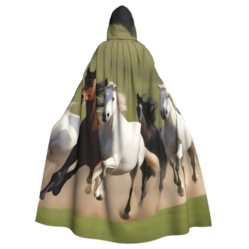 WHJSHOP Umhang mit Kapuze für Erwachsene, Motiv: Pferde im Galopp, für Halloween, Rollenspiele und Themenpartys von WHJSHOP