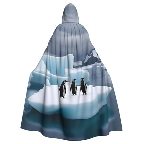 WHJSHOP Umhang mit Kapuze für Erwachsene, Motiv: Pinguine auf dem Eisberg, für Halloween, Rollenspiele und Themenpartys von WHJSHOP
