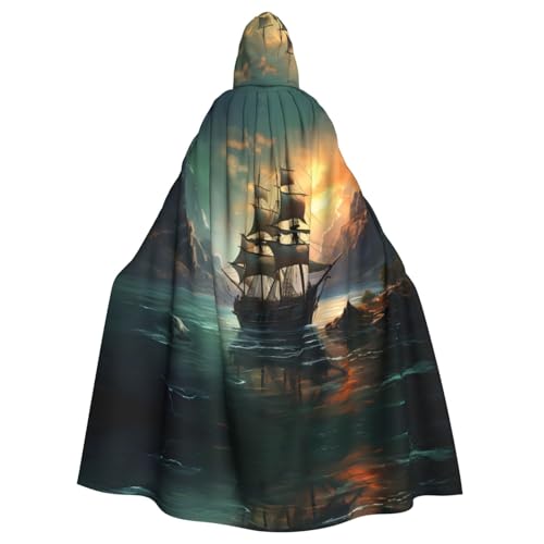 WHJSHOP Umhang mit Kapuze für Erwachsene, Motiv: Segelboot, Schiff, Landschaft, für Halloween, Rollenspiele und Themenpartys WHJSHOP Umhang mit Kapuze für Erwachsene, Motiv: Segelboot, Schiff, Landschaft, für Halloween, Rollenspiele und Themenpartys von WHJSHOP
