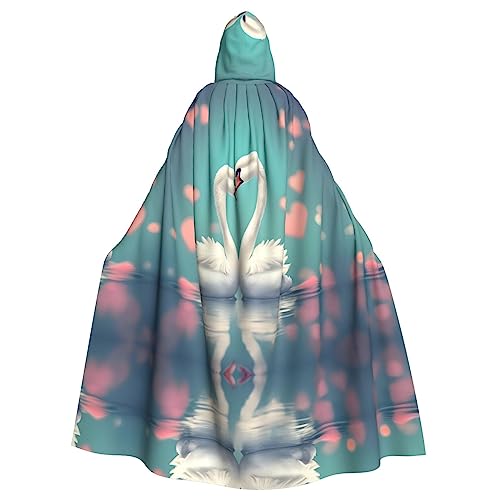 WHJSHOP Umhang mit Kapuze für Erwachsene, Motiv: The Swan in Love, für Halloween, Rollenspiele und Mottopartys von WHJSHOP