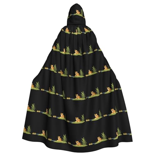 WHJSHOP Umhang mit Kapuze für Erwachsene, Motiv: Tigerjunges beobachtet, für Halloween, Rollenspiele und Kostümpartys von WHJSHOP