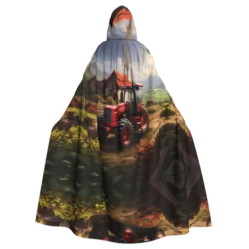 WHJSHOP Umhang mit Kapuze für Erwachsene, Motiv: Traktor Bauernhof, für Halloween, Rollenspiele und Themenpartys von WHJSHOP
