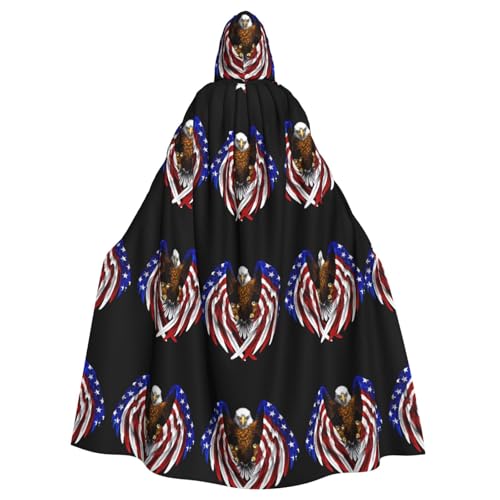 WHJSHOP Umhang mit Kapuze für Erwachsene, Motiv: USA-Flagge, patriotischer Adler, für Halloween, Rollenspiele und Kostümpartys WHJSHOP Umhang mit Kapuze für Erwachsene, Motiv: USA-Flagge, patriotischer Adler, für Halloween, Rollenspiele und Kostümpartys von WHJSHOP