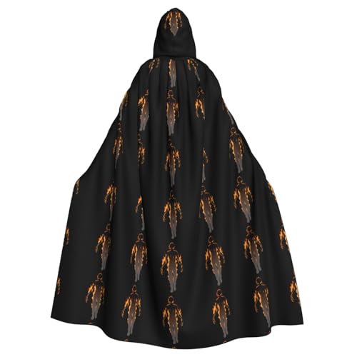 WHJSHOP Umhang mit Kapuze für Erwachsene, Motiv: Walking Flame Man für Halloween, Rollenspiele und Kostümpartys von WHJSHOP
