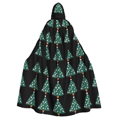 WHJSHOP Umhang mit Kapuze für Erwachsene, Motiv: Weihnachtsbaum mit Blumen, für Halloween, Rollenspiele und Themenpartys von WHJSHOP