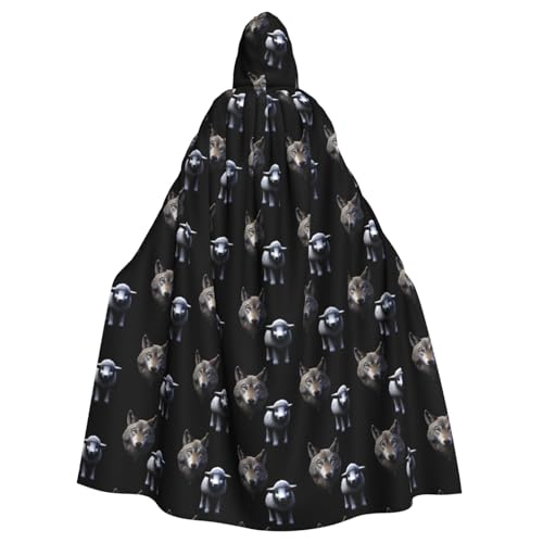 WHJSHOP Umhang mit Kapuze für Erwachsene, Motiv: Wolf und kleines Schaf, für Halloween, Rollenspiele und Kostümpartys WHJSHOP Umhang mit Kapuze für Erwachsene, Motiv: Wolf und kleines Schaf, für Halloween, Rollenspiele und Kostümpartys von WHJSHOP