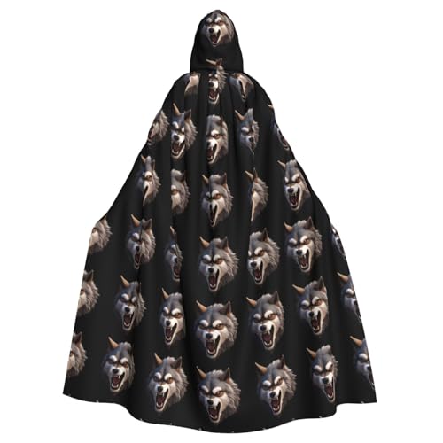 WHJSHOP Umhang mit Kapuze für Erwachsene, Motiv: bösartiger Wolfskopf, für Halloween, Rollenspiele und Kostümpartys WHJSHOP Umhang mit Kapuze für Erwachsene, Motiv: bösartiger Wolfskopf, für Halloween, Rollenspiele und Kostümpartys von WHJSHOP