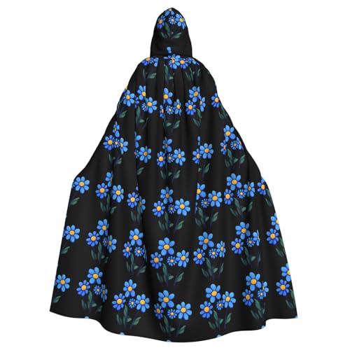 WHJSHOP Umhang mit Kapuze für Erwachsene, Motiv: drei kleine blaue Blumen, für Halloween, Rollenspiele und Kostümpartys von WHJSHOP