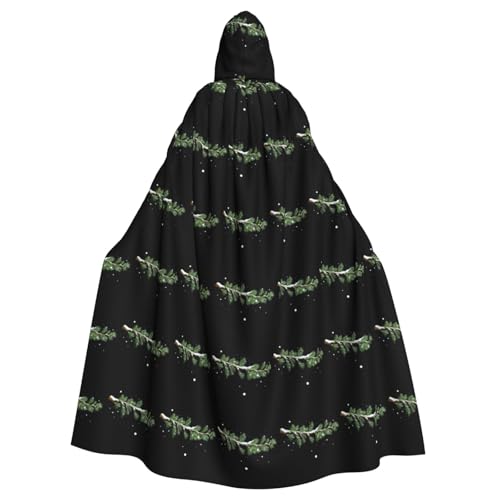 WHJSHOP Umhang mit Kapuze für Erwachsene, Motiv: fallender Schnee auf Tannenzweigen, für Halloween, Rollenspiele und Themenpartys von WHJSHOP