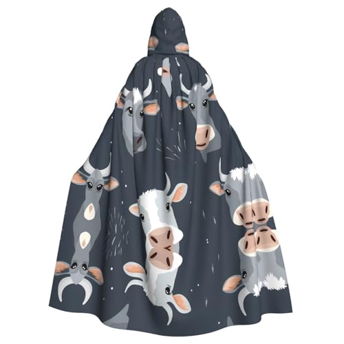 WHJSHOP Umhang mit Kapuze für Erwachsene, Motiv: graue Kuh, für Halloween, Rollenspiele und Themenpartys von WHJSHOP