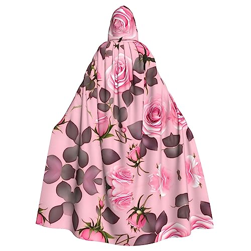 WHJSHOP Umhang mit Kapuze für Erwachsene, Motiv: hübsche rosa Rosen, für Halloween, Rollenspiele und Themenpartys von WHJSHOP