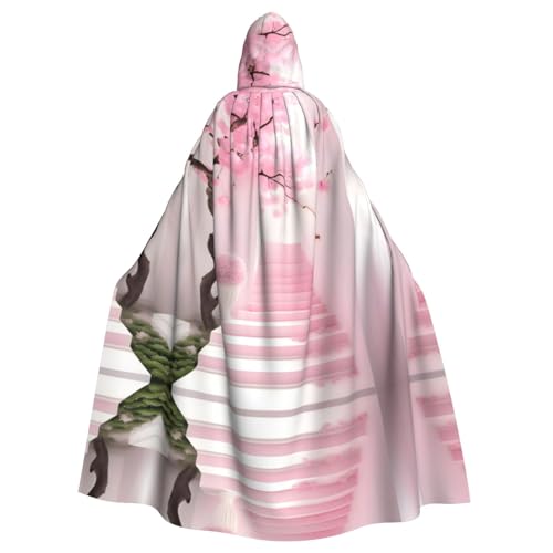 WHJSHOP Umhang mit Kapuze für Erwachsene, Motiv: rosa Kirschblüten mit Treppenmuster, für Halloween, Rollenspiele und Kostümpartys WHJSHOP Umhang mit Kapuze für Erwachsene, Motiv: rosa Kirschblüten mit Treppenmuster, für Halloween, Rollenspiele und Kostümpartys von WHJSHOP