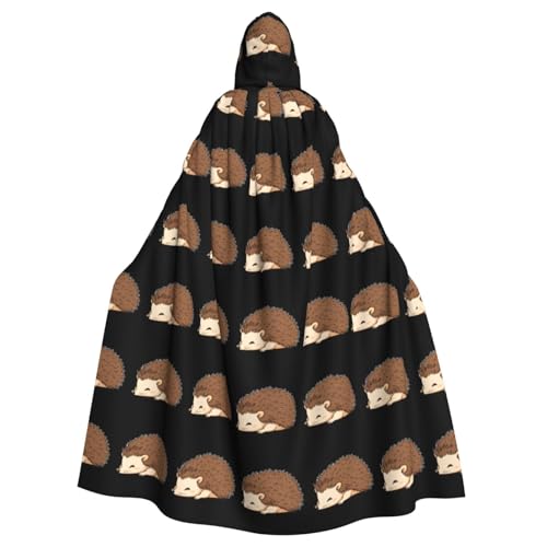 WHJSHOP Umhang mit Kapuze für Erwachsene, Motiv: schlafender Igel, für Halloween, Rollenspiele und Themenpartys von WHJSHOP