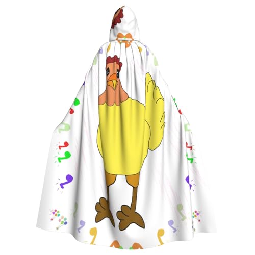 WHJSHOP Umhang mit Kapuze für Erwachsene, Motiv: singende Henne für Halloween, Rollenspiele und Themenpartys von WHJSHOP