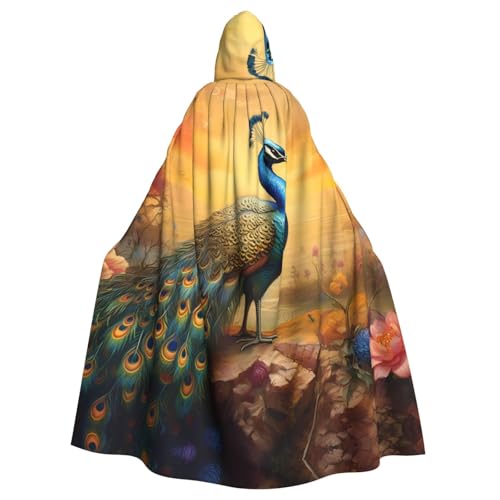 WHJSHOP Umhang mit Kapuze für Erwachsene, Pfauenmuster, für Halloween, Rollenspiele und Kostümpartys von WHJSHOP