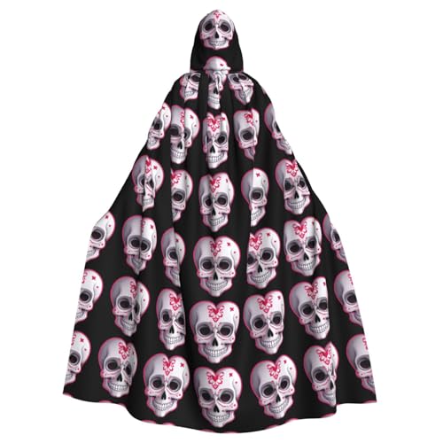 WHJSHOP Umhang mit Kapuze für Erwachsene, Totenkopf-Aufdruck, für Halloween, Rollenspiele und Kostümpartys von WHJSHOP