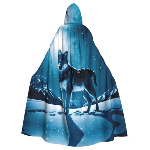 WHJSHOP Umhang mit Kapuze für Erwachsene, Wolf auf verschneiten Bergen, für Halloween, Rollenspiele und Kostümpartys WHJSHOP Umhang mit Kapuze für Erwachsene, Wolf auf verschneiten Bergen, für Halloween, Rollenspiele und Kostümpartys von WHJSHOP