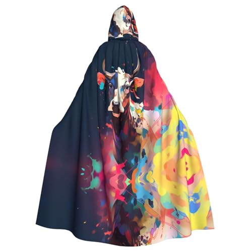 WHJSHOP Umhang mit Kapuze für Erwachsene, abstraktes Kuhhautmuster, für Halloween, Rollenspiele und Kostümpartys von WHJSHOP