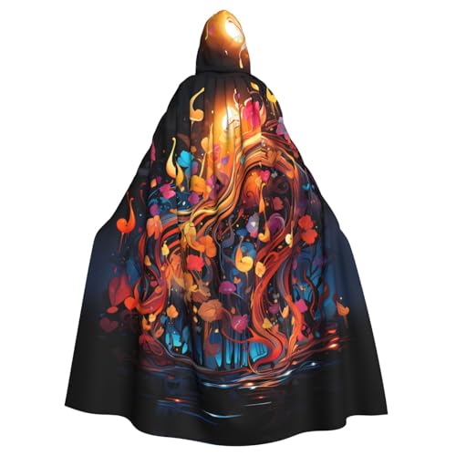 WHJSHOP Umhang mit Kapuze für Erwachsene, bunt, Musiknoten, für Halloween, Rollenspiele und Themenpartys von WHJSHOP
